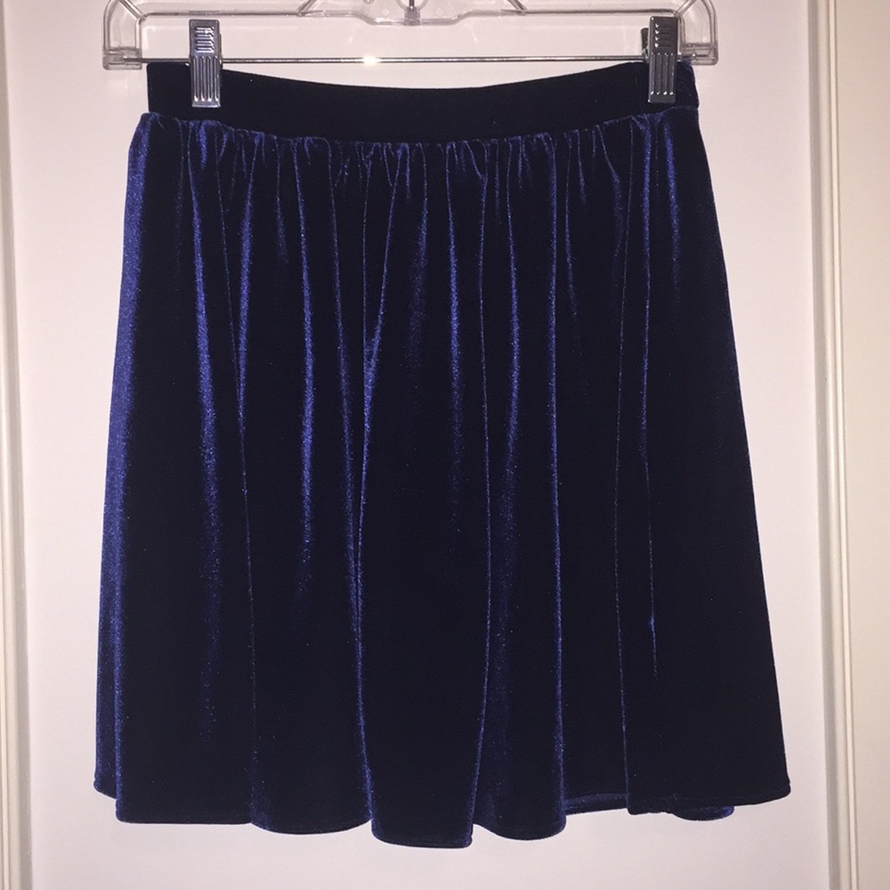 American apparel blue velvet elastic skirt